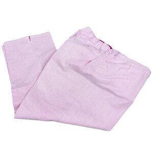 Liz Lange Maternity Sz 12 (Actual 34x23) Pink White Ankle Seersucker Pants EUC